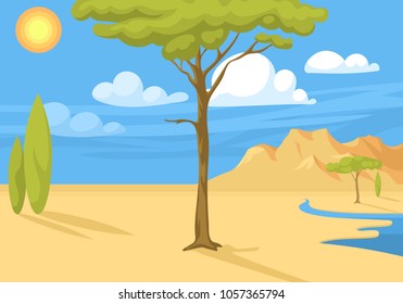 Australia wild background landscape cartoon popular nature flat style australian native forest vector illustration.