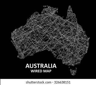 Australia Wired Map - Transportation / Communication Concept 