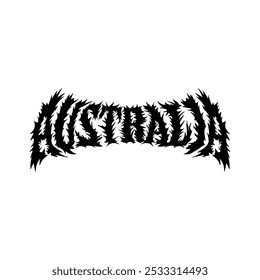 Austrália palavra com Death metal fonte mão desenho vetor isolado no fundo branco.