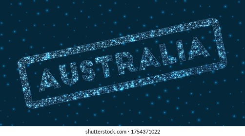 Australia word in digital style. Glowing geometric Australia badge. Modern vector illustration.