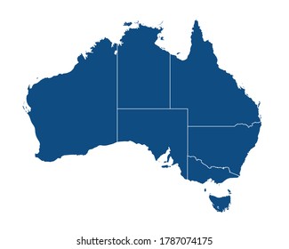 Australia world map with state lines. World map geography. Vector Illustration. EPS 10