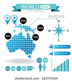 Australia. World Map vector Illustration.