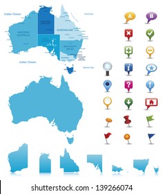 Australia-highly detailed map.All elements are separated in editable layers clearly labeled. Vector