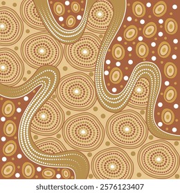 Australian aboriginal art vector design dot background. Illustration based on aboriginal style of dot painting vector.