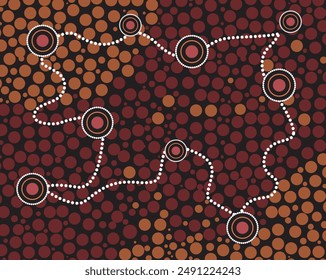 Australian aboriginal dot painting style vector background.dot art.