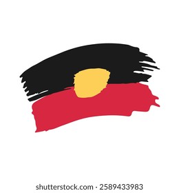 Australian Aboriginal flag brush paint textured. Vector illustration 