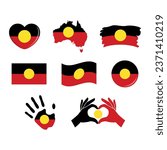 Australian Aboriginal Flag icon set vector illustration. Australian Aboriginal Flag icon set vector isolated on a white background. Symbol of Aboriginal people of Australia graphic design element