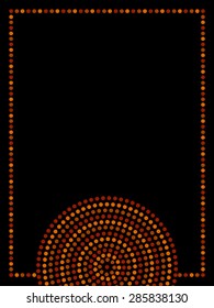 Australian Aboriginal Geometric Art Concentric Circles Frame In Orange Brown And Black, Vector