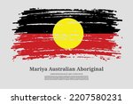 Australian Aboriginal - Mariya flag with brush stroke effect and information text poster, vector background