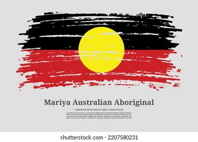 Australian Aboriginal - Mariya flag with brush stroke effect and information text poster, vector background svg