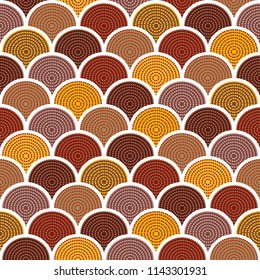 Australian aboriginal seamless vector pattern with colorful dotted overlapping circles