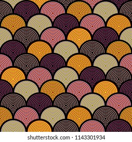 Australian aboriginal seamless vector pattern with colorful dotted overlapping circles