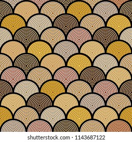 Australian aboriginal seamless vector pattern with colorful dotted overlapping circles