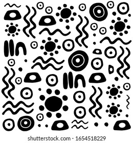 Australian Aboriginal Symbols. Black And White Isolated Objects On White Background. Wall Poster, T-short Print, Card