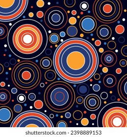 Australian aboriginal vector background with colorful dotted circles