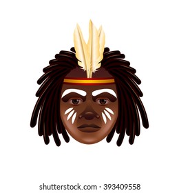 Australian aborigine face isolated on white photo-realistic vector illustration