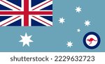 Australian Air force flag vector illustration isolated. Australia aviation, proud military symbol. Emblem national coat of arms soldier troops. Patriotic air plane emblem. Commonwealth, United Kingdom