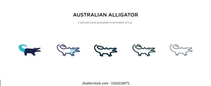 australian alligator icon in different style vector illustration. two colored and black australian alligator vector icons designed in filled, outline, line and stroke style can be used for web,