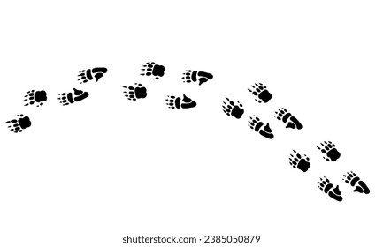 Australian animal ,bird paw prints, vector illustration wild animal footprints black on white background. Wombat foot print for different design.