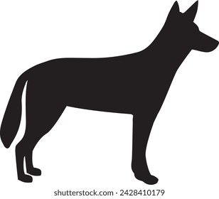 Dingo-Ikone für australische Tiere. Schwarze Vektorgrafik 