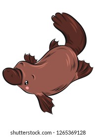 Australian animal. Platypus cartoon vector illustration.