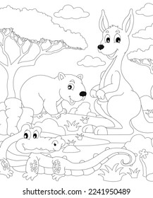 Australian animals coloring page for kids