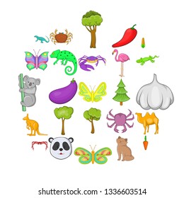 Australian animals icons set. Cartoon set of 25 australian animals vector icons for web isolated on white background