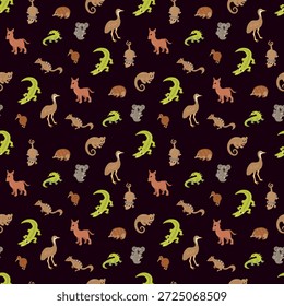 Australian Animals Seamless Pattern. Design for fabric, textile, wallpaper, packaging.	
