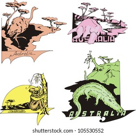 Australian animals. Set of color vector illustrations.