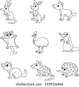 Australian Animals Set. Cute Vector Illustrations. 