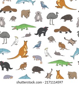 Australian animals vector seamless pattern