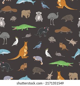 Australian animals vector seamless pattern