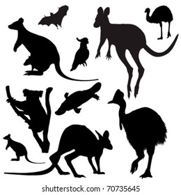 	Australian animals vector silhouettes