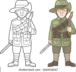 Australian Army Soldier During World War I Coloring Book