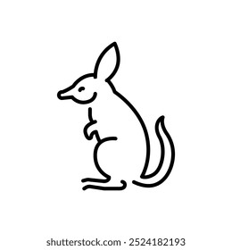 Australian bandicoot black line illustration. Animals of Australia. Editable stroke.