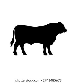 Australian beef cattle silhouette vector flat design isolated on white background.