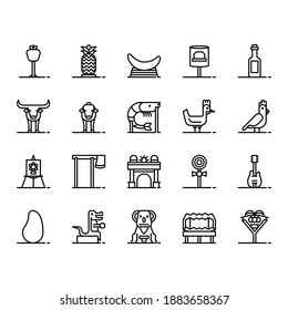 Australian Big Icons. Vector icon set perfect for UI user interface app or web, illustration for social media post