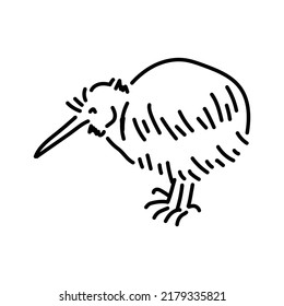 Australian Bird Kiwi Color Line Illustration. Animals Of Australia.