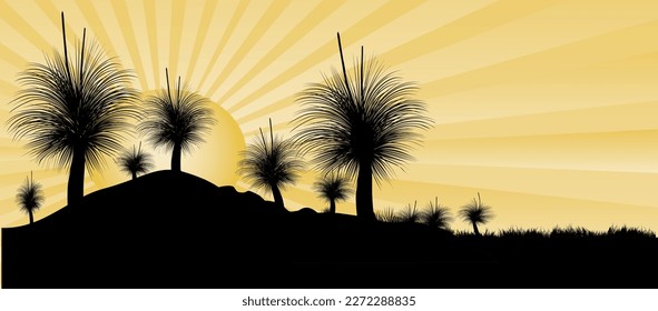 Australian Black Boy or Grass Trees in the sunset svg