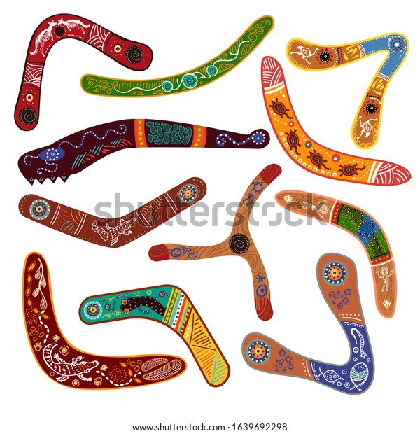 Australian boomerang vector illustration flat style collection