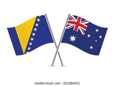 Australian and Bosnia and Herzegovina flags. Vector illustration. 