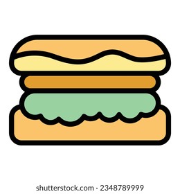 Australian burger icon outline vector. Food cuisine. Dish bbq color flat