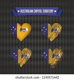 Australian Capital Territory with love. Design vector broken heart with flag inside.