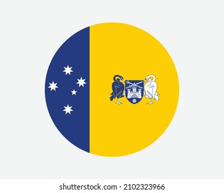 Australian Capital Territory Round Flag. ACT, Australien Circle Flag. Banner für den Rundschaltknopf Bundeshauptstadt-Territorium. EPS-Vektorgrafik.