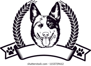 Australian Cattle Dog Breed Love Peeking Pet Puppy Mom Design Element Ribbon
