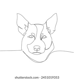 Australian Cattle Dog, breed, shepherd , companion dog one line art. Continuous line drawing of friend, friendship, care, pet, animal, family, canine.