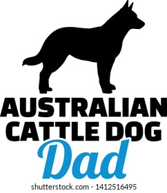 Australian Cattle Dog dad in blue with silhouette