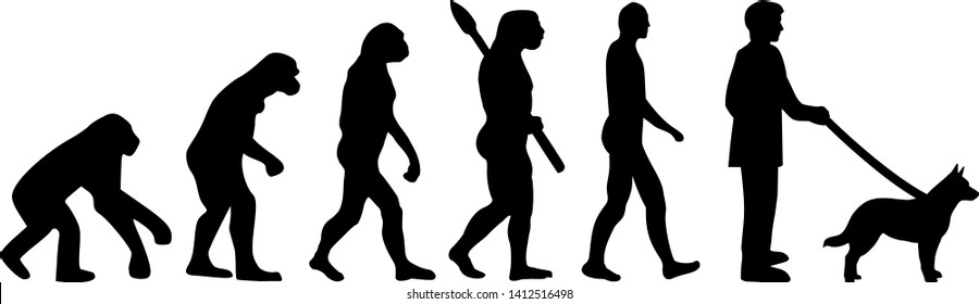 Australian Cattle Dog dog evolution with silhouette