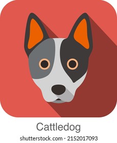 Australian cattle dog face flat icon, dog series