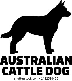 Australian Cattle Dog silhouette in black with name